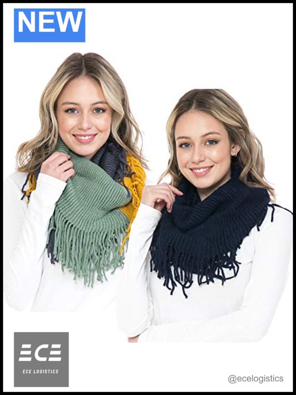 Warm Knit Plaid Infinity Scarf Circle Loop Winter Scarves